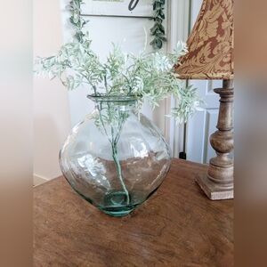 1970s Vintage Circa Green Glass Vase